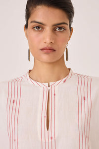 Asheni Red Striped Handwoven Top