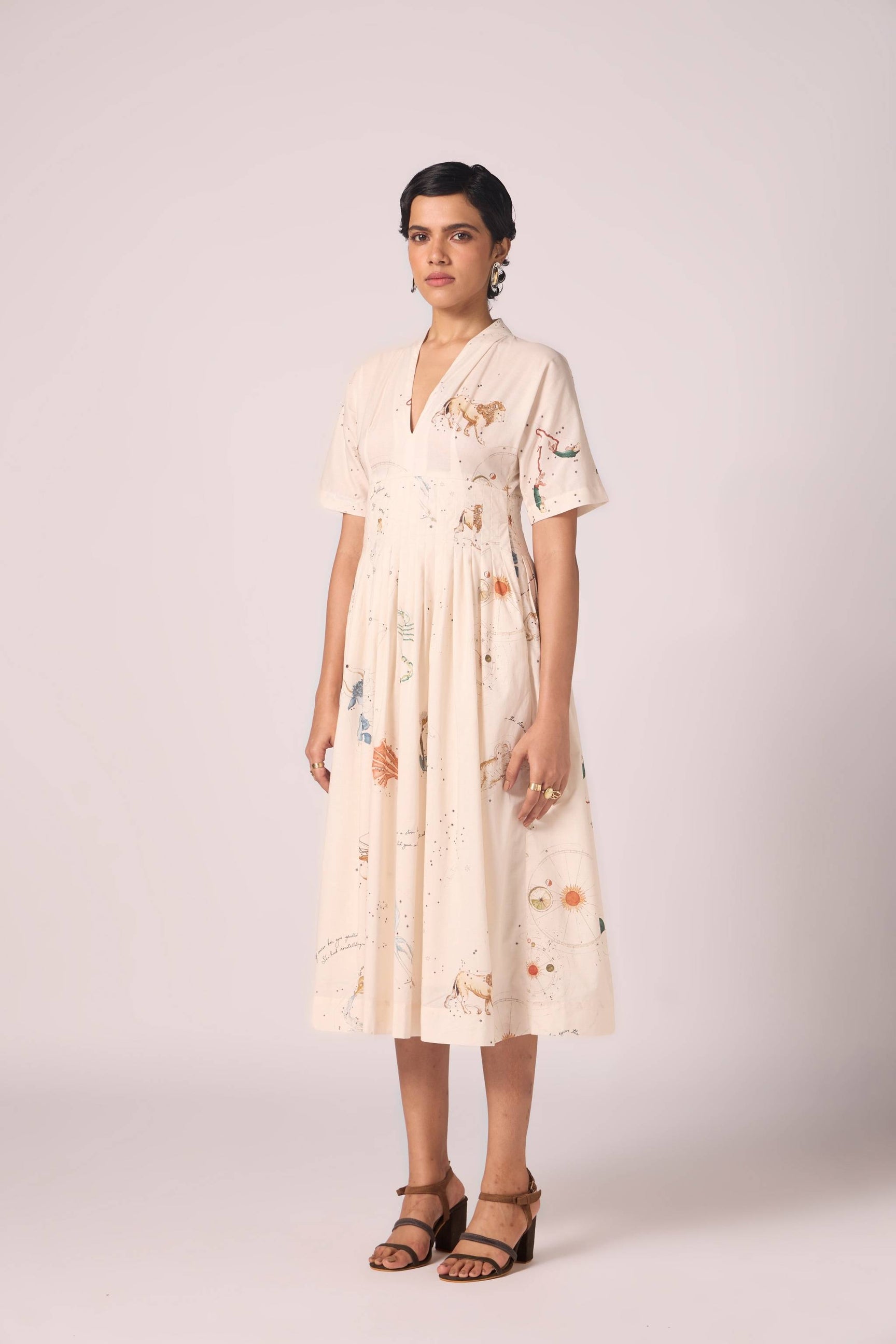 Aara Zodiac Print Pleated Dress thumbnail 2