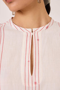 Asheni Red Striped Handwoven Top