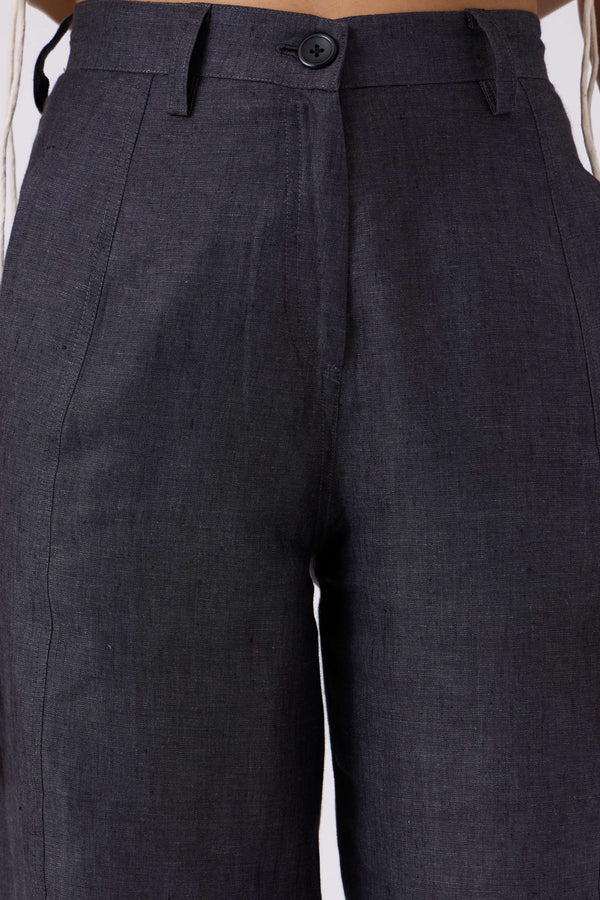 Nex Cropped Charcoal Linen Pants