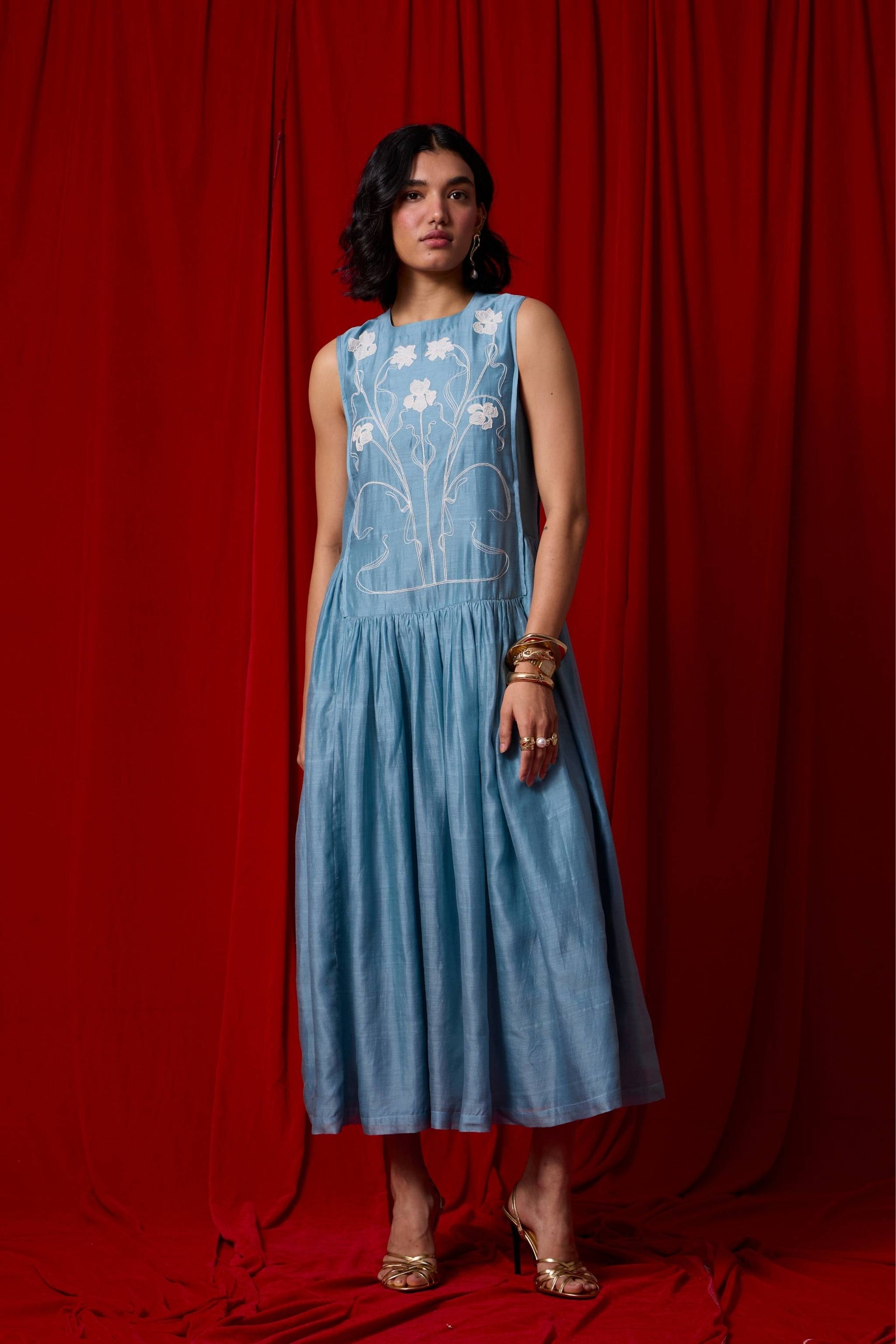 Aleksey Blue Handwoven Maxi Dress image 1