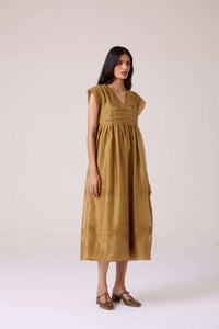 Aelia Yellow Handwoven Dress