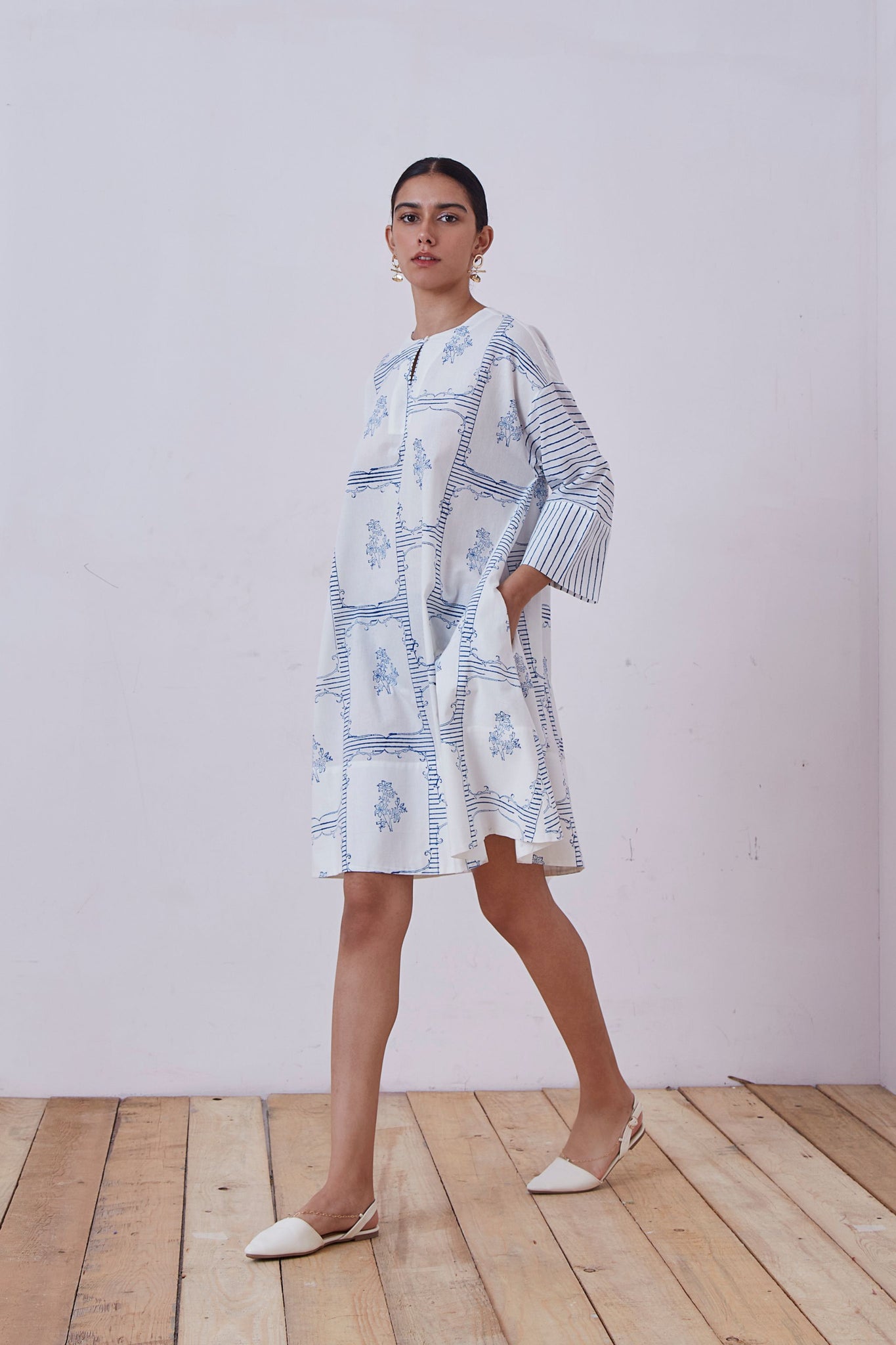 Dalip Blue Hand Printed Dress