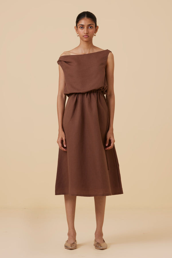 Salma Brown Midi Dress