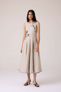 Helios Beige Embroidered Dress