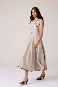 Helios Beige Embroidered Dress