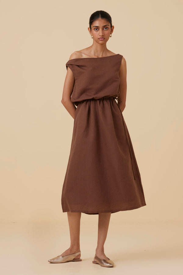 Salma Brown Midi Dress