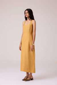 Glasswing Mustard Linen Dress