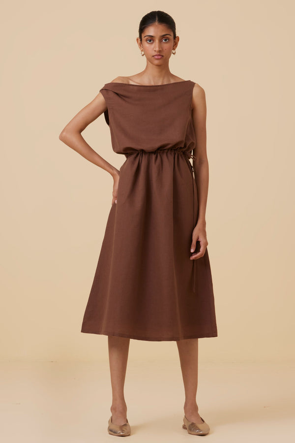 Salma Brown Midi Dress