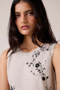 Helios Beige Embroidered Dress