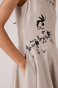 Helios Beige Embroidered Dress