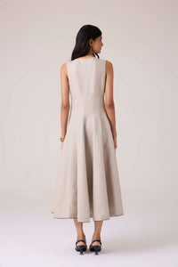 Helios Beige Embroidered Dress
