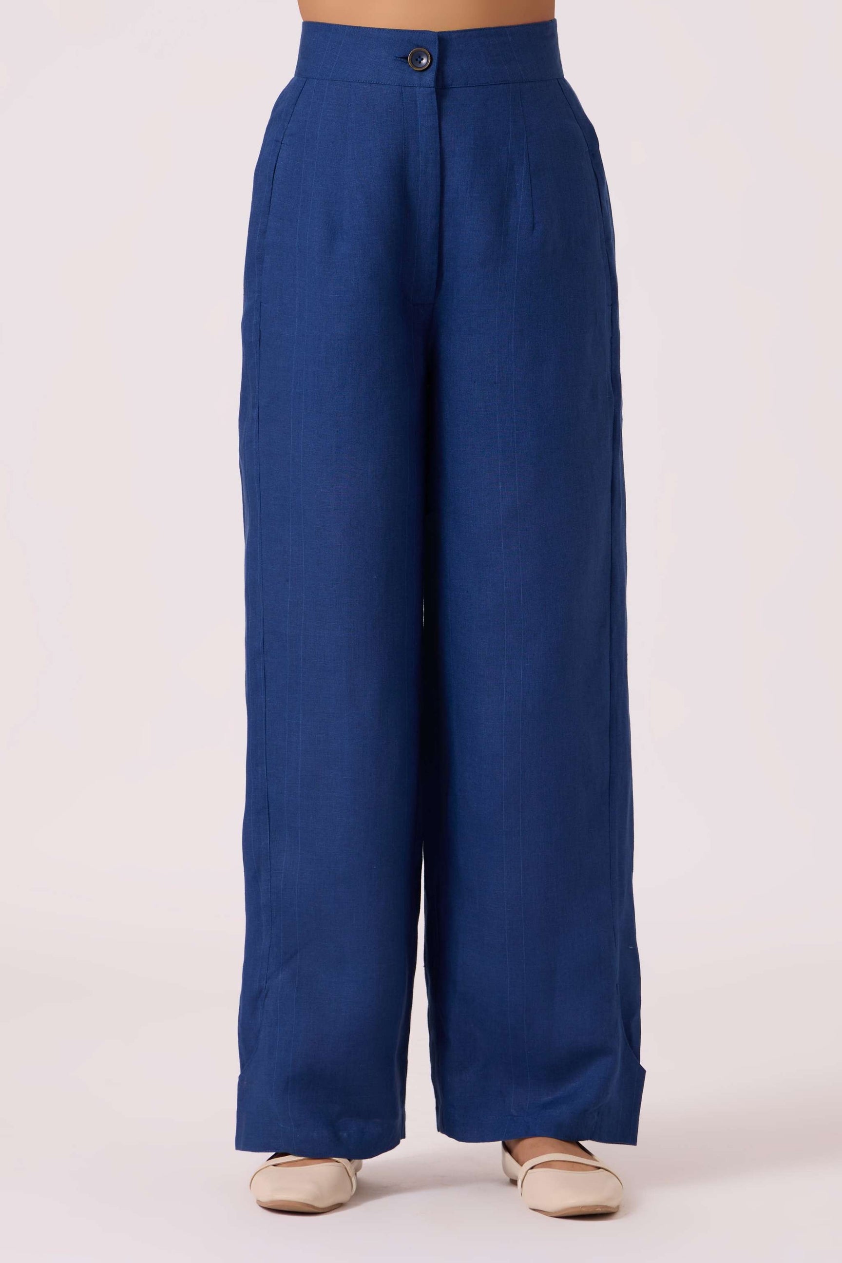 Aldous Ink Blue Linen Pants image 1