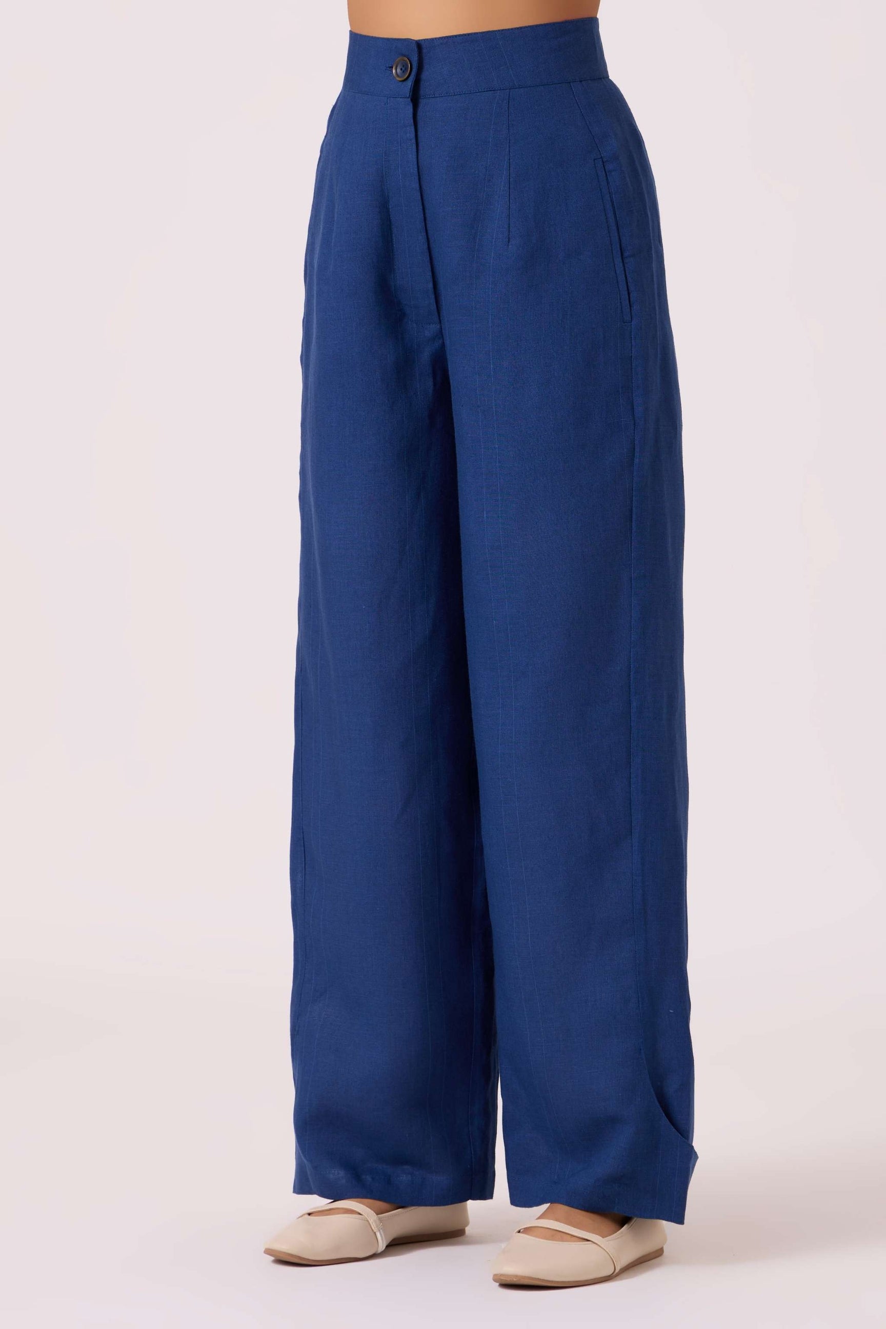 Aldous Ink Blue Linen Pants image 2