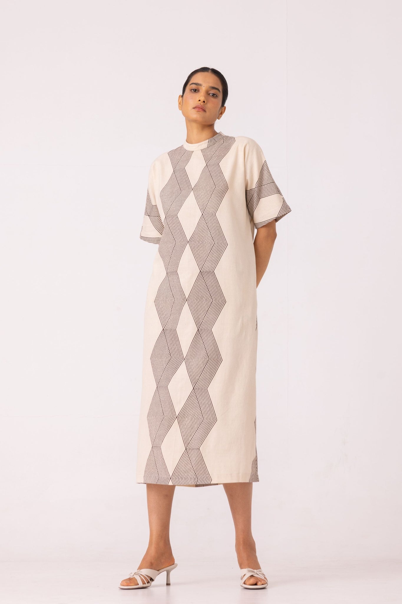 Ehan Hand Printed Midi Dress