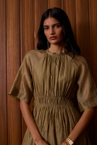 Arha Olive Handwoven Dress