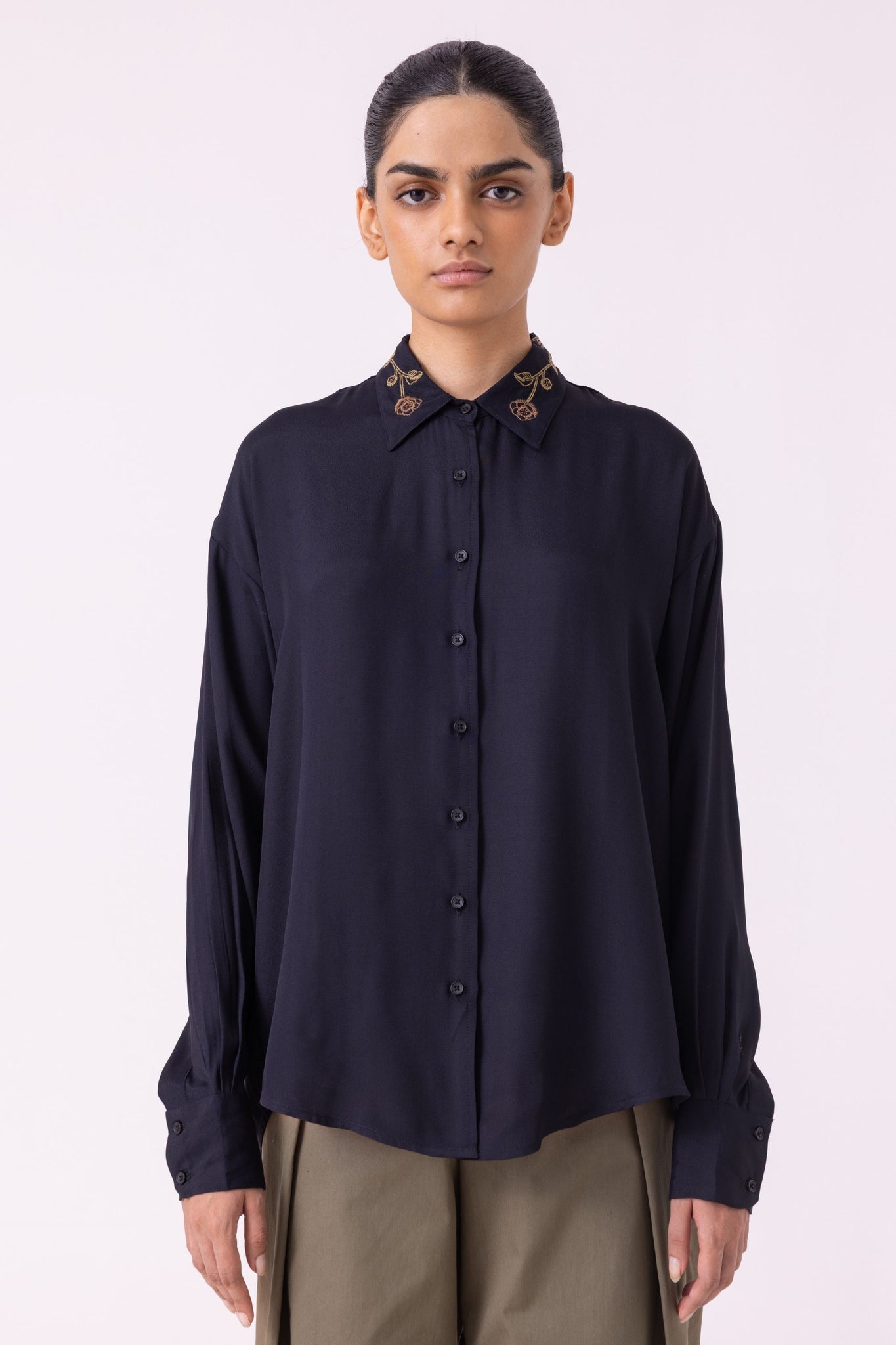 Norris Black Embroidered Shirt