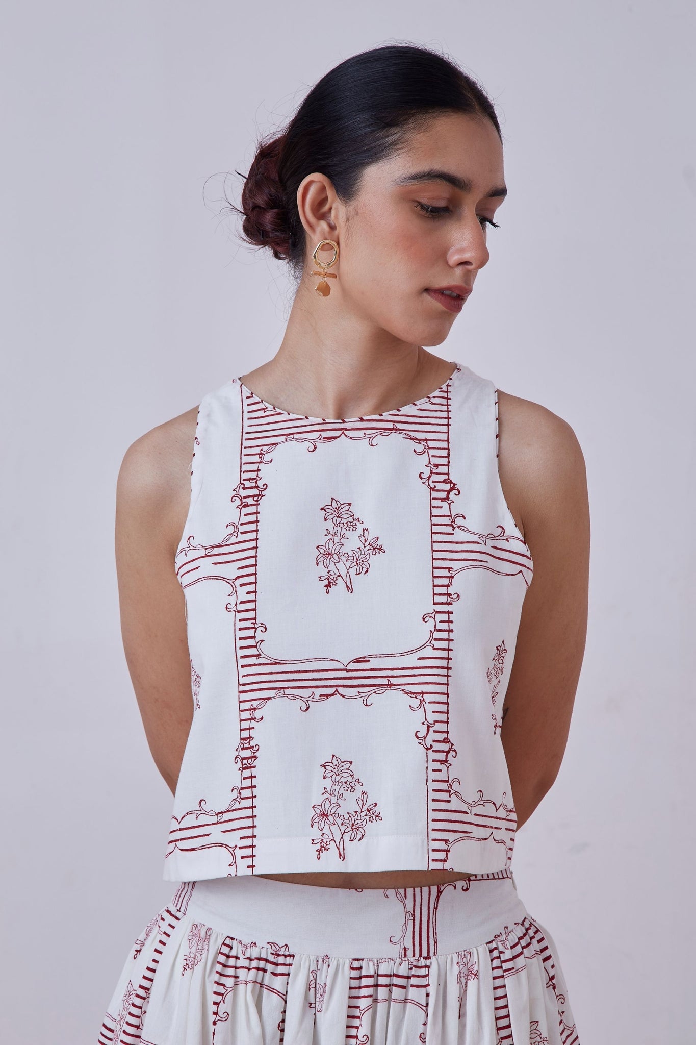 Penelope Red Hand Printed Top