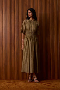 Arha Olive Handwoven Dress