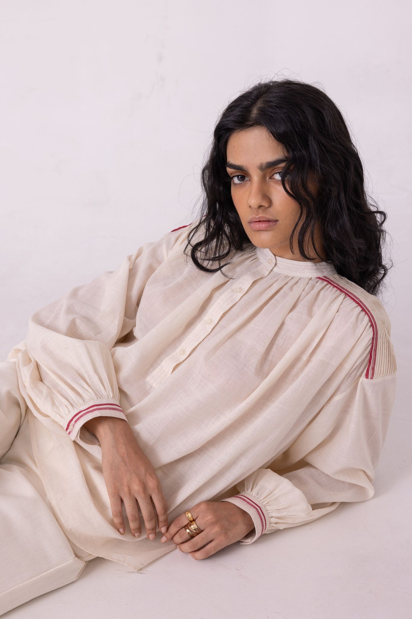 Sveta Off White Handwoven Top