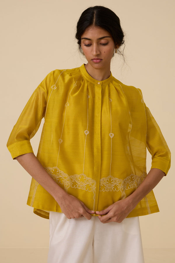 Sabeen Yellow Embroidered Top