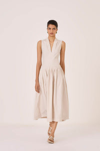 Aarini Ecru Cotton Dress