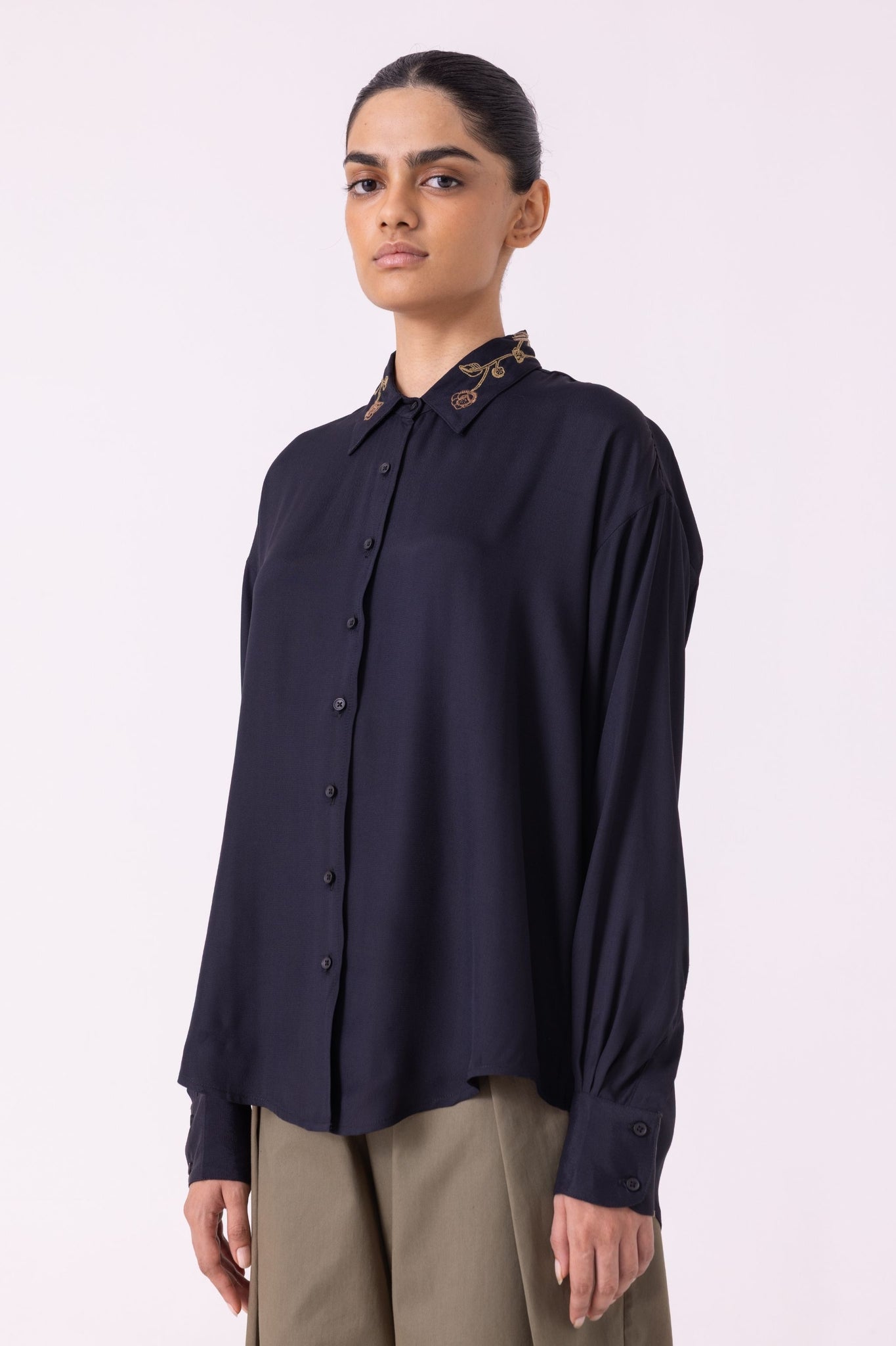 Norris Black Embroidered Shirt