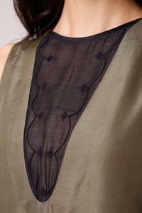 Velyra Olive Silk Dress