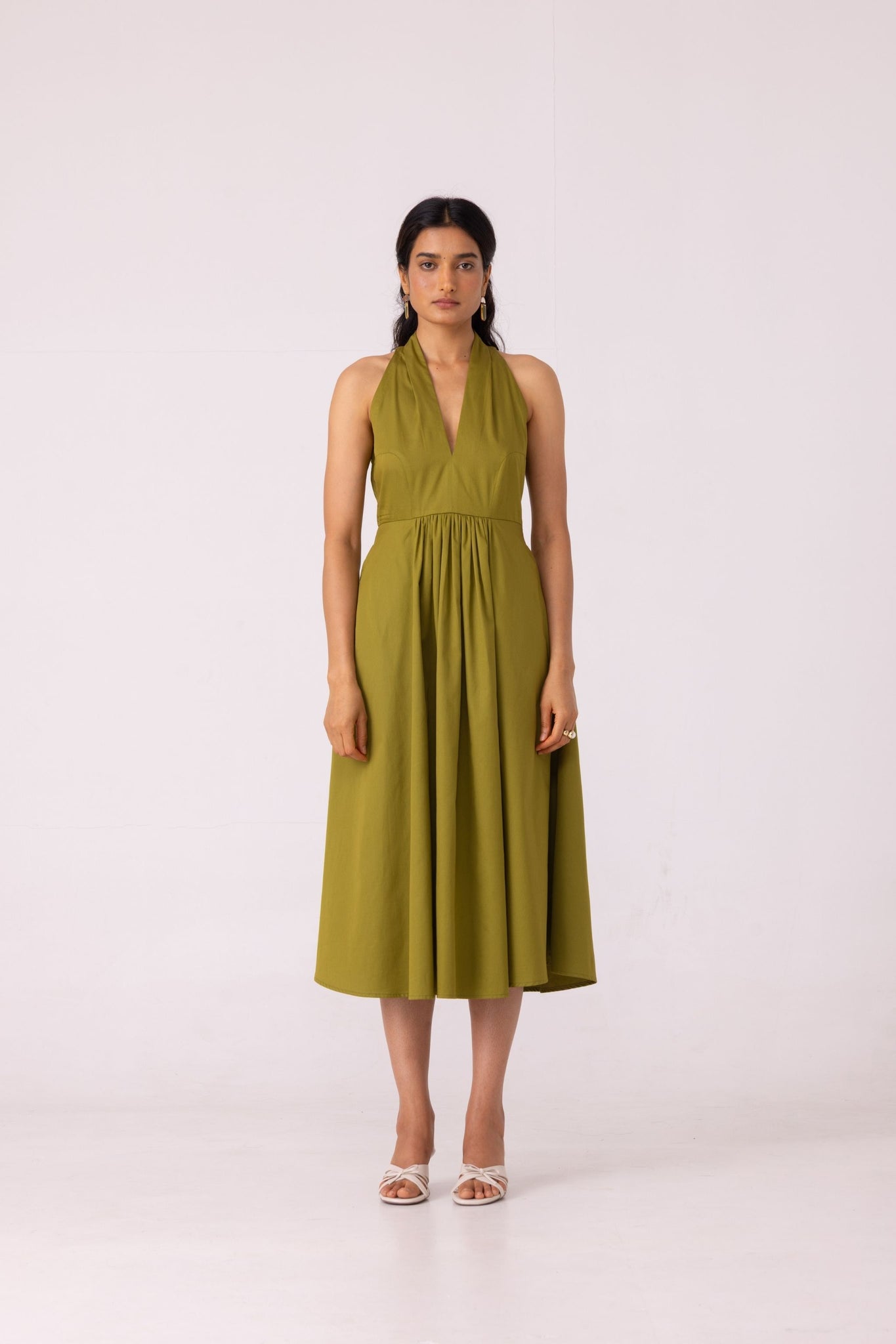 Daisy Green Halter Maxi Dress