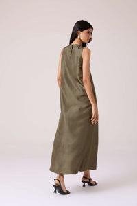 Velyra Olive Silk Dress