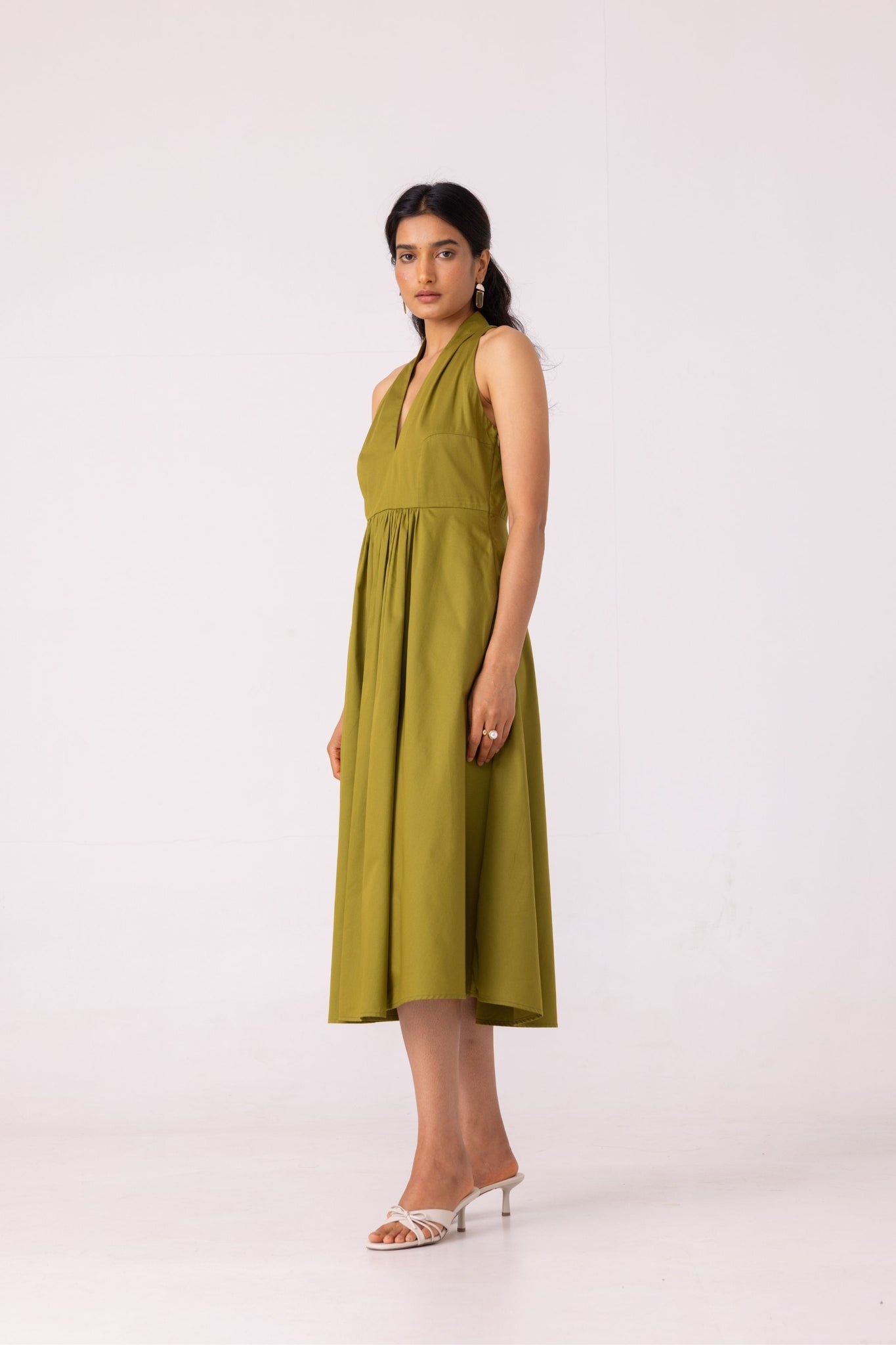 Daisy Green Halter Maxi Dress