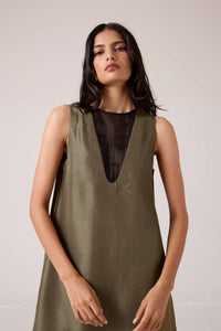 Velyra Olive Silk Dress