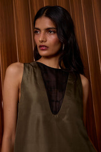 Velyra Olive Silk Dress