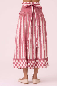 Levin Rhubarb Striped Ikat Skirt