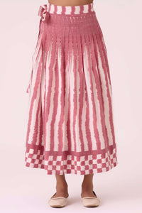 Levin Rhubarb Striped Ikat Skirt