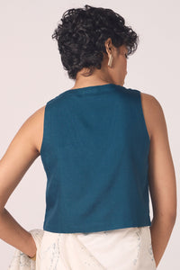 Altair Blue Silk Crop Top
