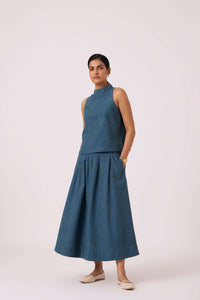 Eliot Blue Handwoven Skirt