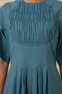 Tamina Blue Cotton Midi Dress