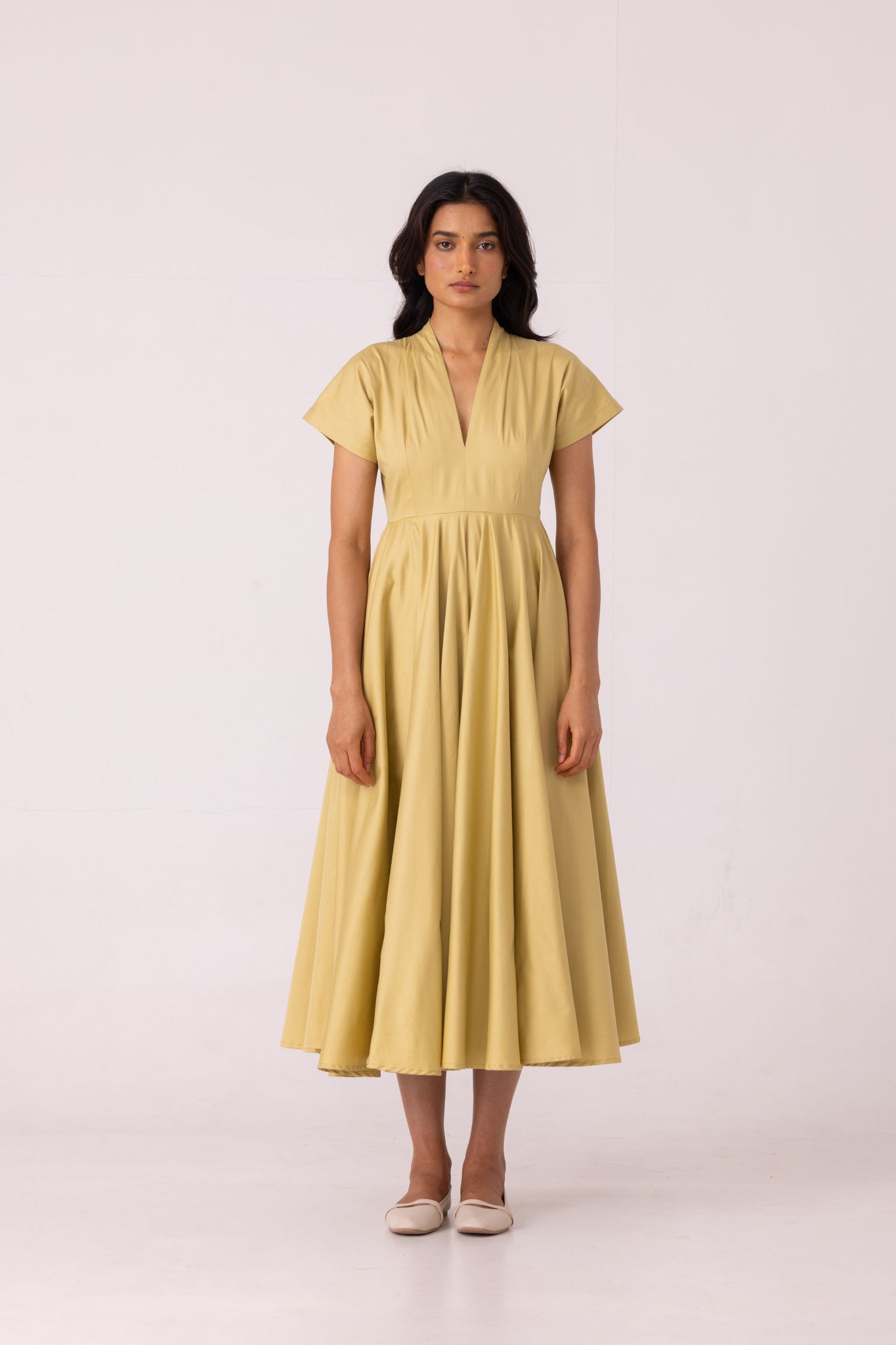 Cathy Yellow Fit and Flare Dress