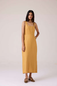 Glasswing Mustard Linen Dress