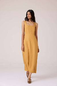 Glasswing Mustard Linen Dress