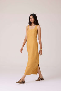 Glasswing Mustard Linen Dress