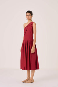 Vidura Red One Shoulder Dress