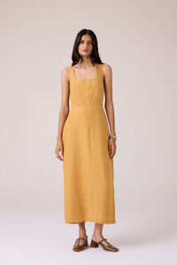 Glasswing Mustard Linen Dress