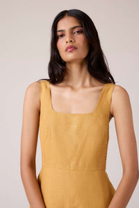 Glasswing Mustard Linen Dress
