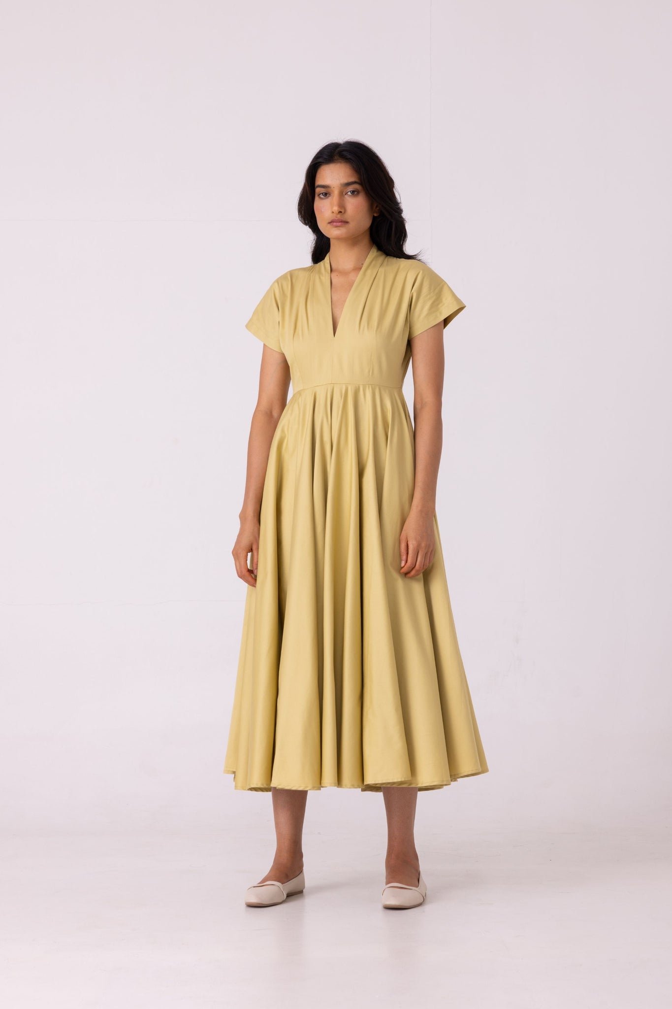 Cathy Yellow Fit and Flare Dress