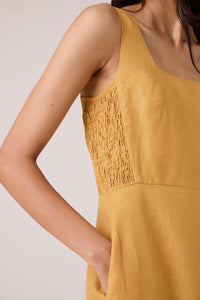 Glasswing Mustard Linen Dress