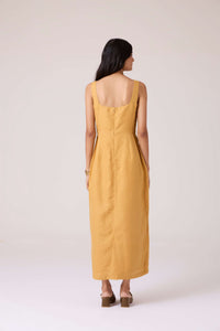 Glasswing Mustard Linen Dress