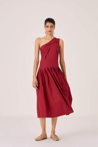 Vidura Red One Shoulder Dress