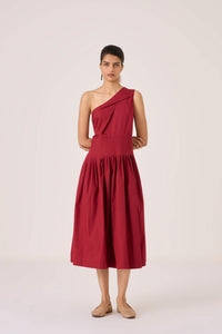 Vidura Red One Shoulder Dress